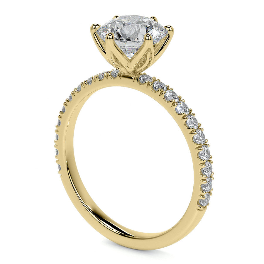 Round Brilliant Moissanite Engagement Ring with Tulip Prongs