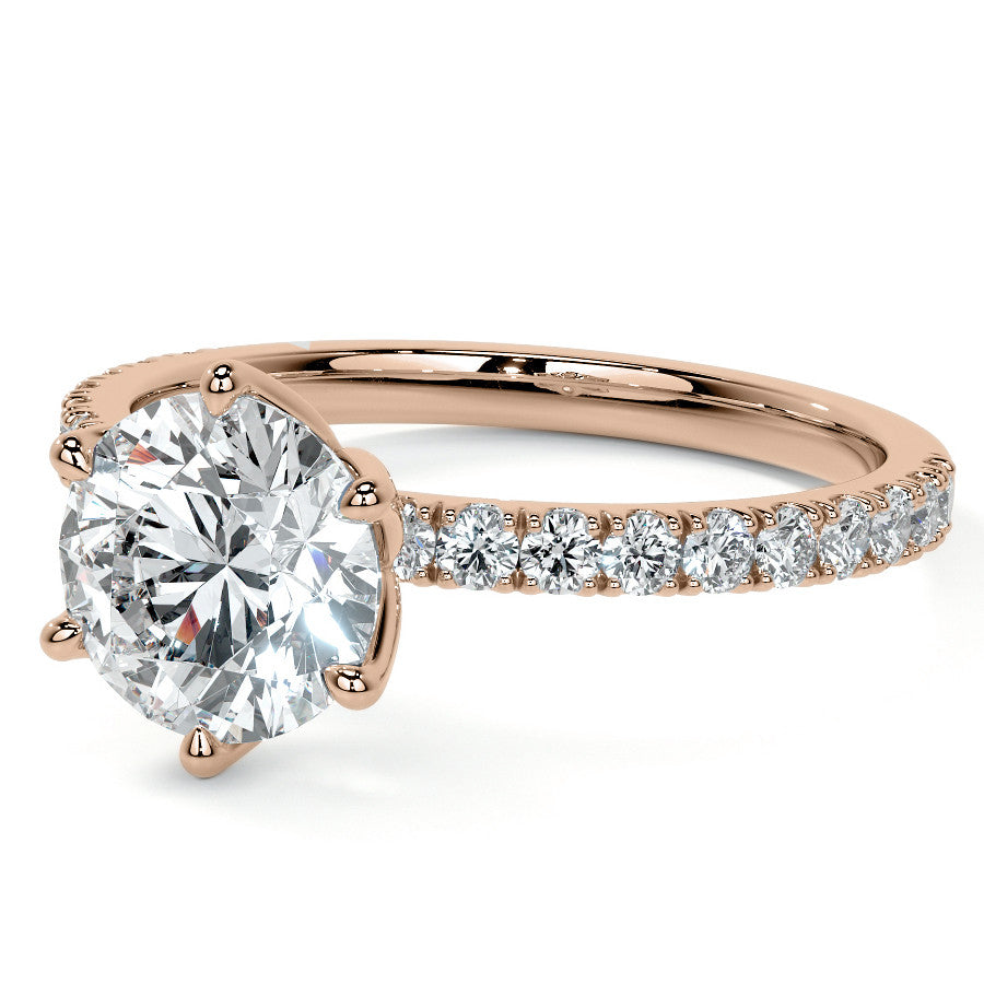 Round Brilliant Moissanite Engagement Ring with Tulip Prongs