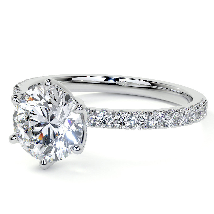 Round Brilliant Moissanite Engagement Ring with Tulip Prongs