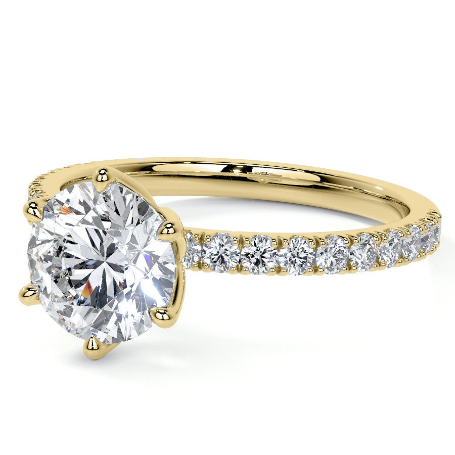 Round Brilliant Moissanite Engagement Ring with Tulip Prongs