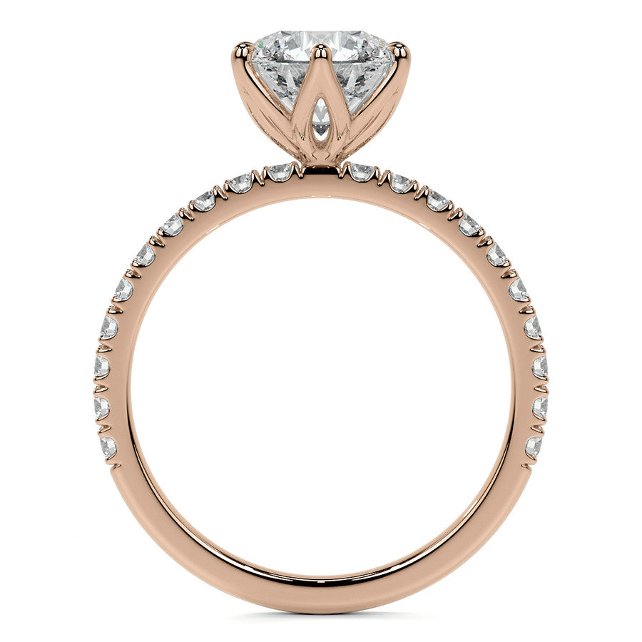 Round Brilliant Moissanite Engagement Ring with Tulip Prongs