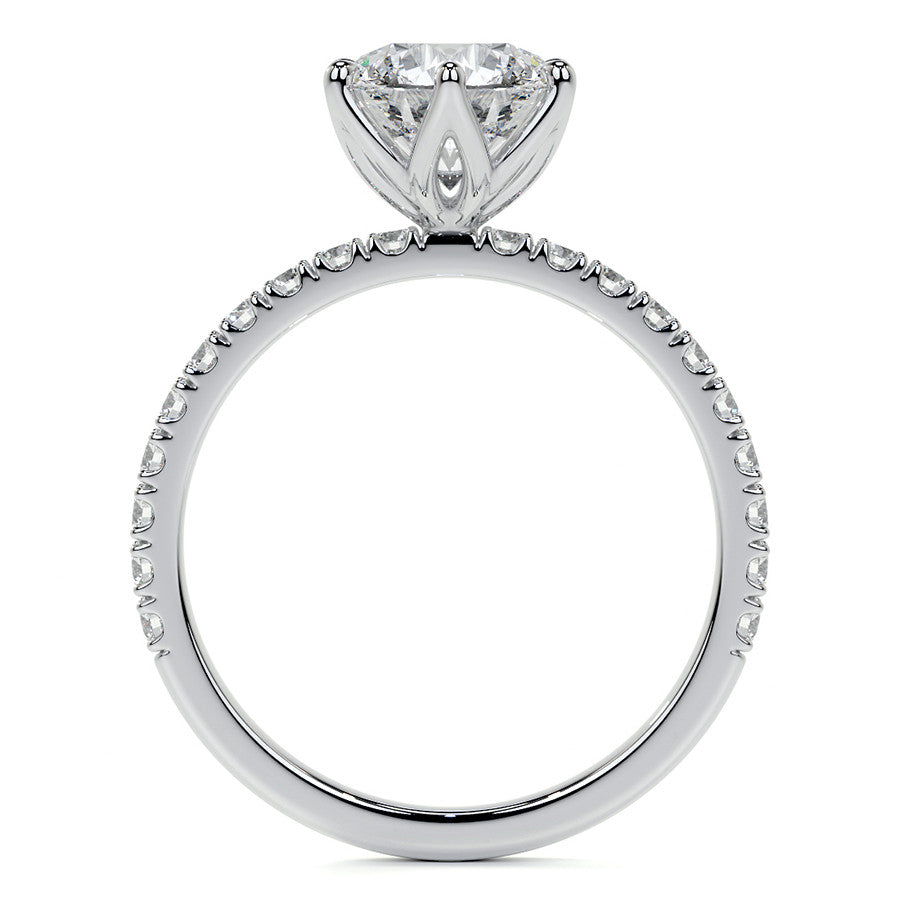 Round Brilliant Moissanite Engagement Ring with Tulip Prongs