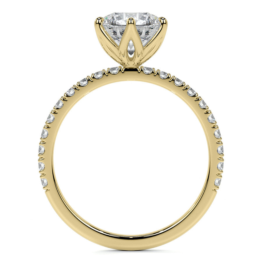 Round Brilliant Moissanite Engagement Ring with Tulip Prongs