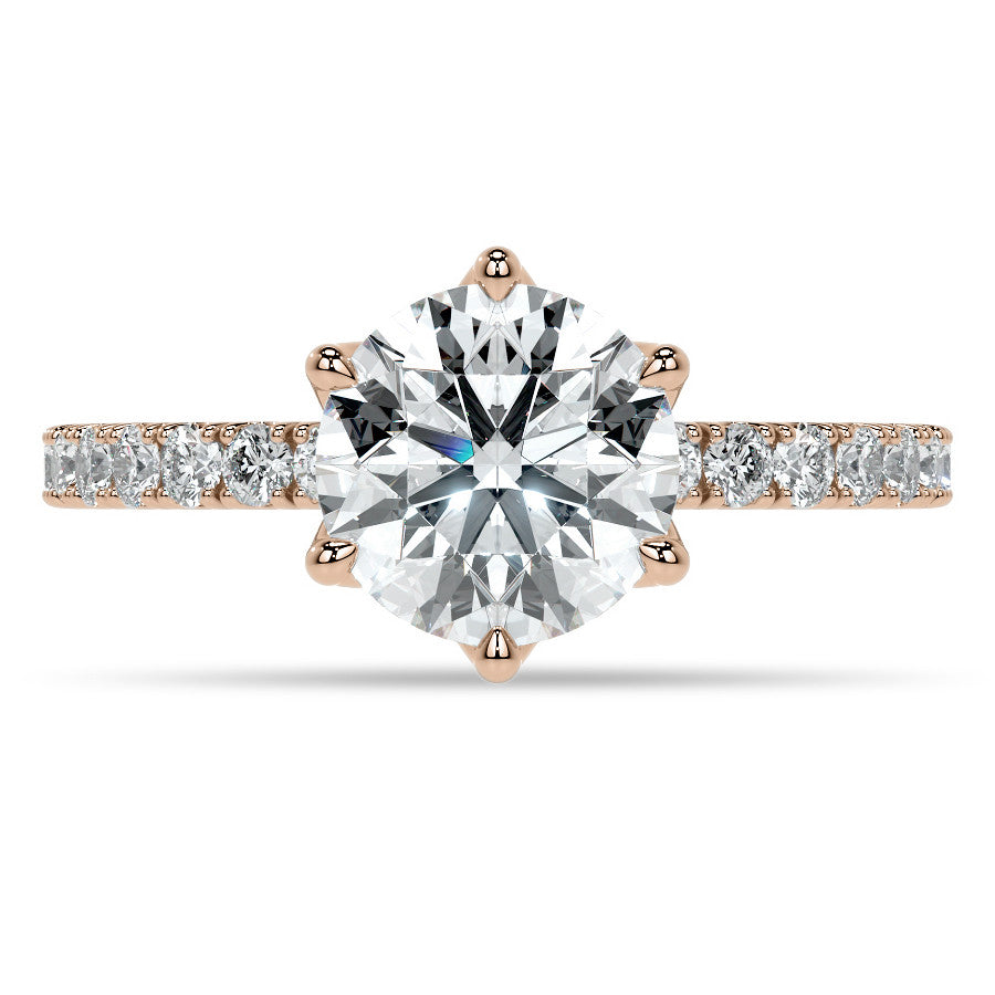 Round Brilliant Moissanite Engagement Ring with Tulip Prongs