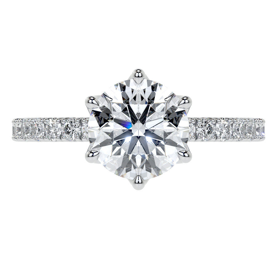 Round Brilliant Moissanite Engagement Ring with Tulip Prongs