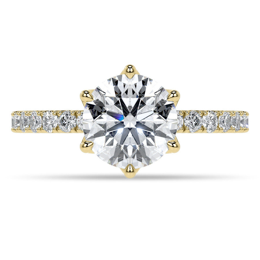 Round Brilliant Moissanite Engagement Ring with Tulip Prongs