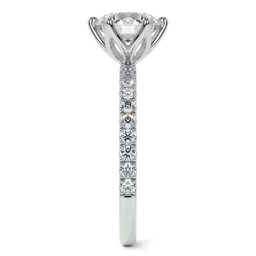 Round Brilliant Moissanite Engagement Ring with Tulip Prongs