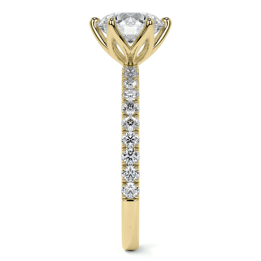 Round Brilliant Moissanite Engagement Ring with Tulip Prongs