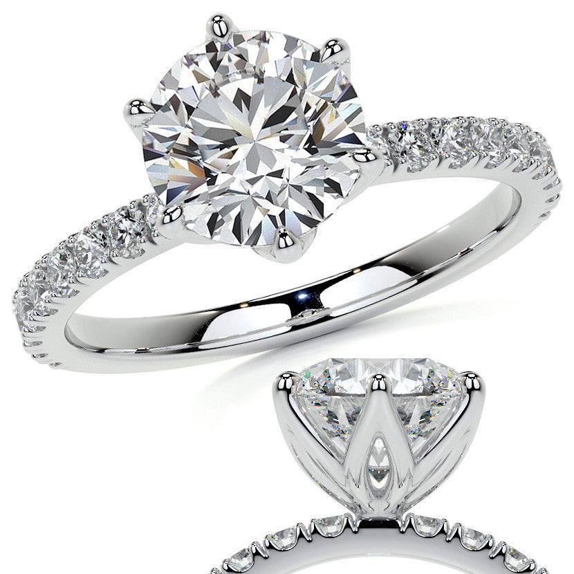 Round Brilliant Moissanite Engagement Ring with Tulip Prongs