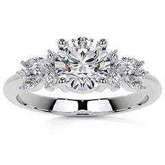 Round and Marquise Cluster Moissanite Engagement Ring