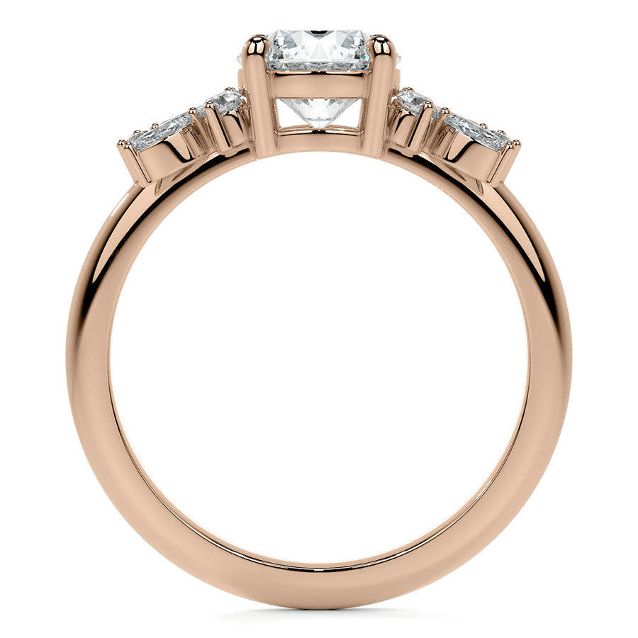 Round and Marquise Cluster Moissanite Engagement Ring