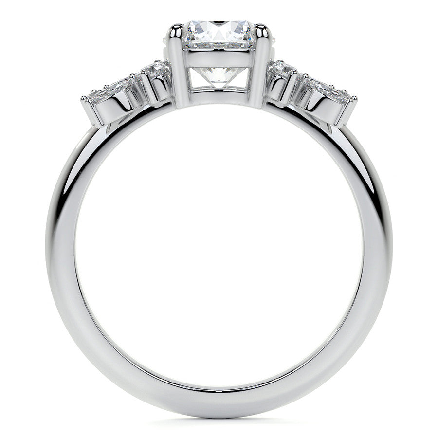 Round and Marquise Cluster Moissanite Engagement Ring