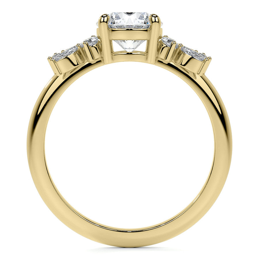 Round and Marquise Cluster Moissanite Engagement Ring