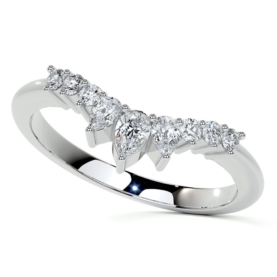 Round and Marquise Cluster Moissanite Engagement Ring
