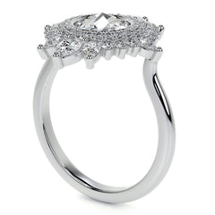 Rose Cut Starburst Halo Design Moissanite Engagement Ring