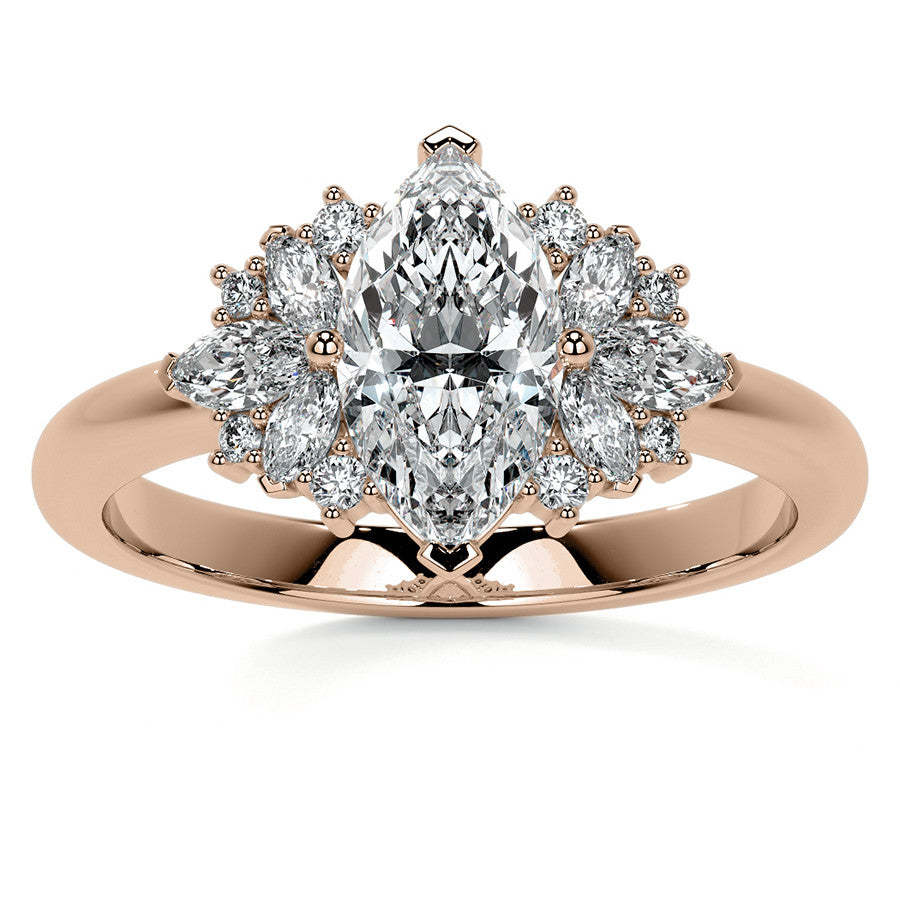 Marquise Cluster Style Moissanite Engagement Ring