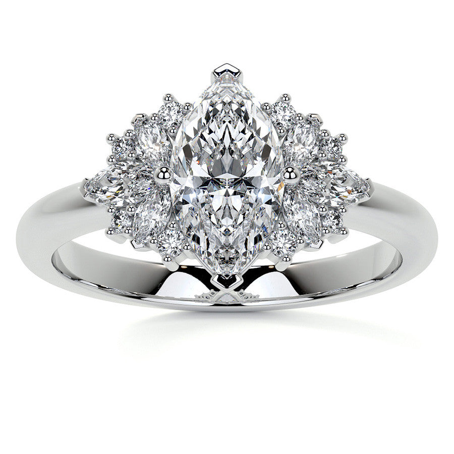 Marquise Cluster Style Moissanite Engagement Ring