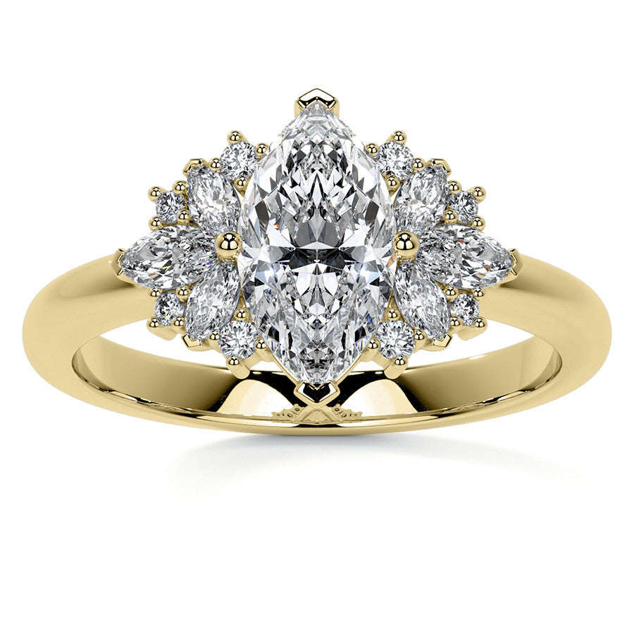 Marquise Cluster Style Moissanite Engagement Ring