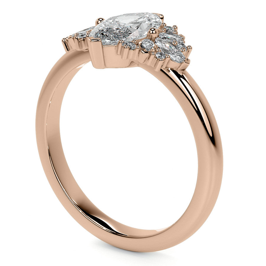 Marquise Cluster Style Moissanite Engagement Ring