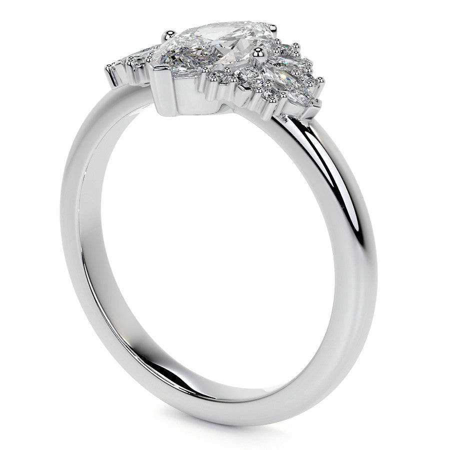 Marquise Cluster Style Moissanite Engagement Ring