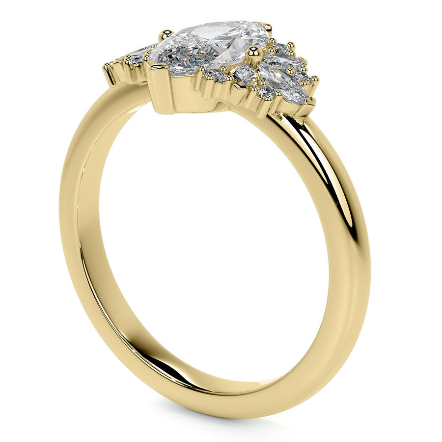 Marquise Cluster Style Moissanite Engagement Ring