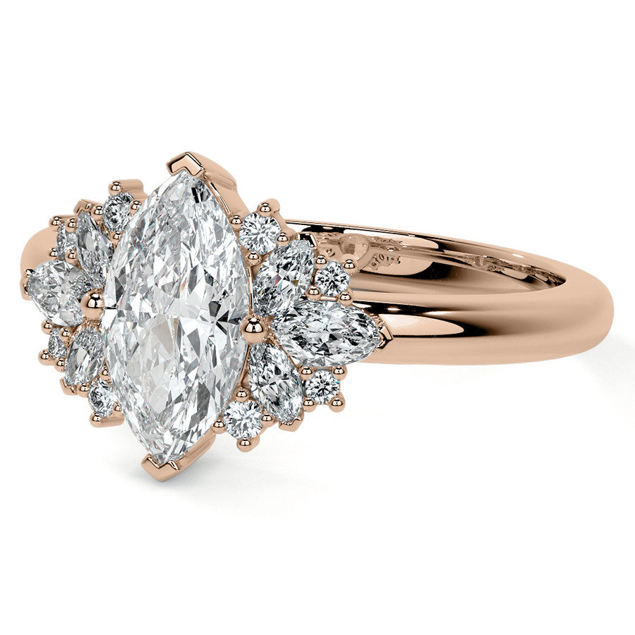 Marquise Cluster Style Moissanite Engagement Ring
