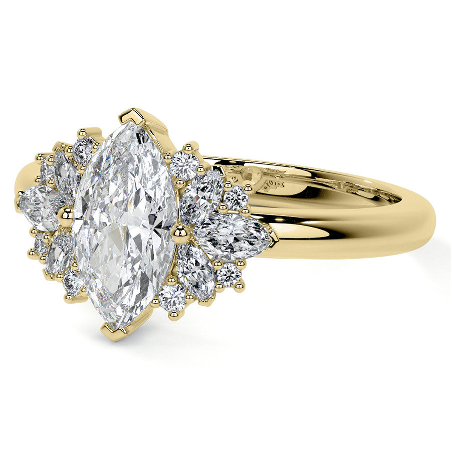 Marquise Cluster Style Moissanite Engagement Ring