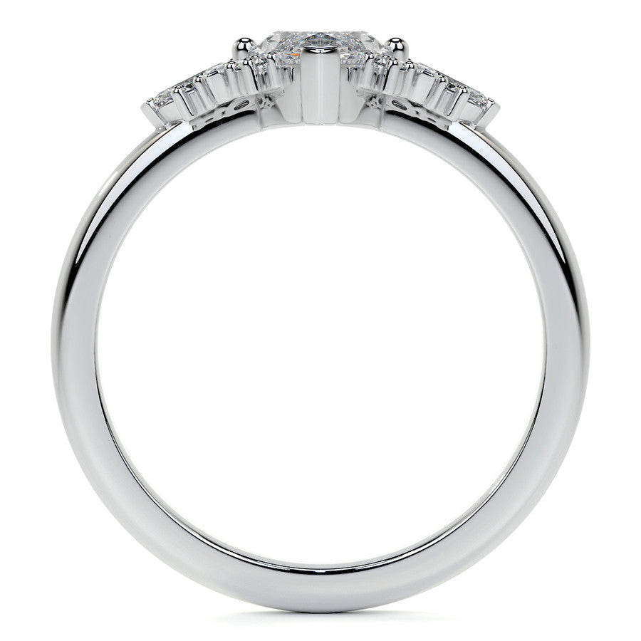 Marquise Cluster Style Moissanite Engagement Ring