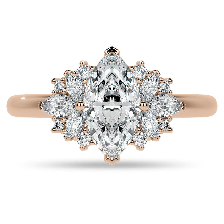 Marquise Cluster Style Moissanite Engagement Ring
