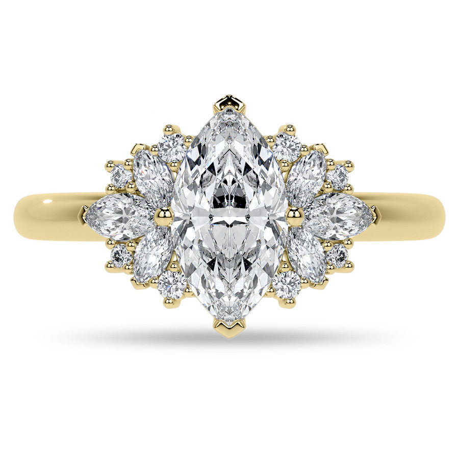 Marquise Cluster Style Moissanite Engagement Ring