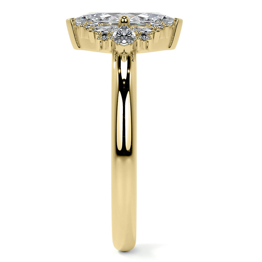 Marquise Cluster Style Moissanite Engagement Ring