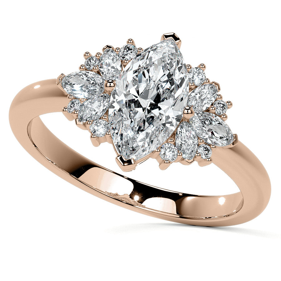 Marquise Cluster Style Moissanite Engagement Ring