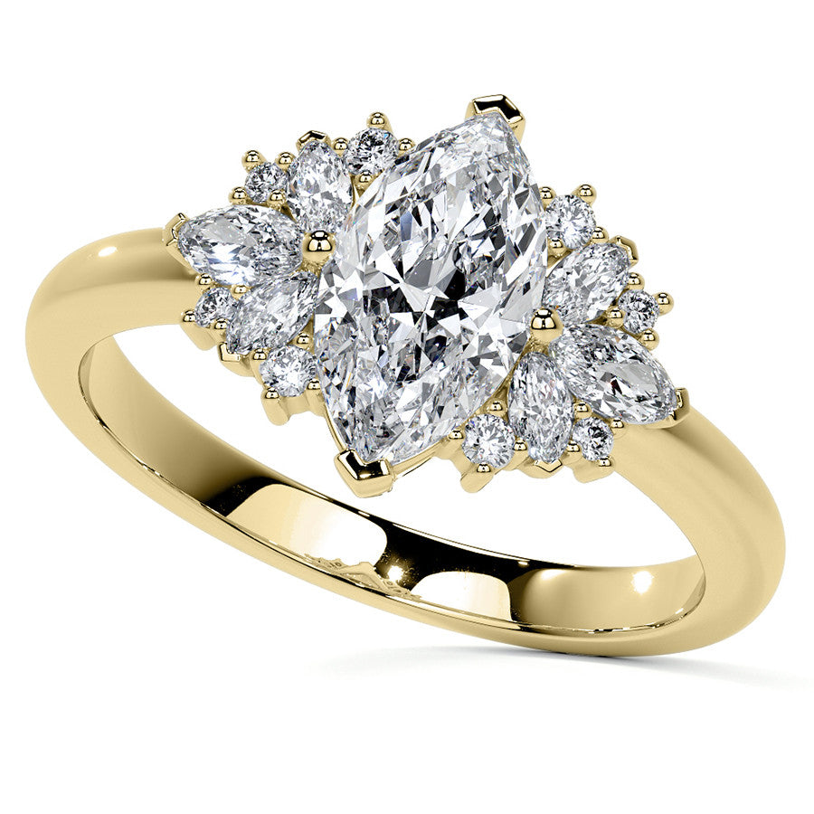 Marquise Cluster Style Moissanite Engagement Ring