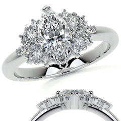 Marquise Cluster Style Moissanite Engagement Ring