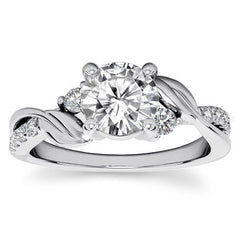 Round Brilliant Moissanite Nature Inspired Design Engagement Ring