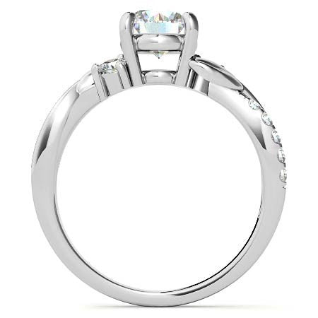 Round Brilliant Moissanite Nature Inspired Design Engagement Ring