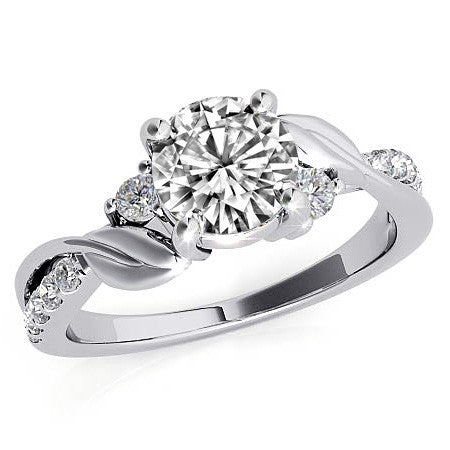 Round Brilliant Moissanite Nature Inspired Design Engagement Ring