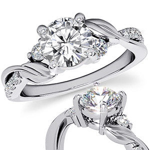 Round Brilliant Moissanite Nature Inspired Design Engagement Ring