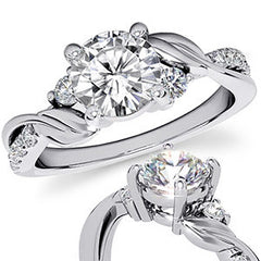 Round Brilliant Moissanite Nature Inspired Design Engagement Ring