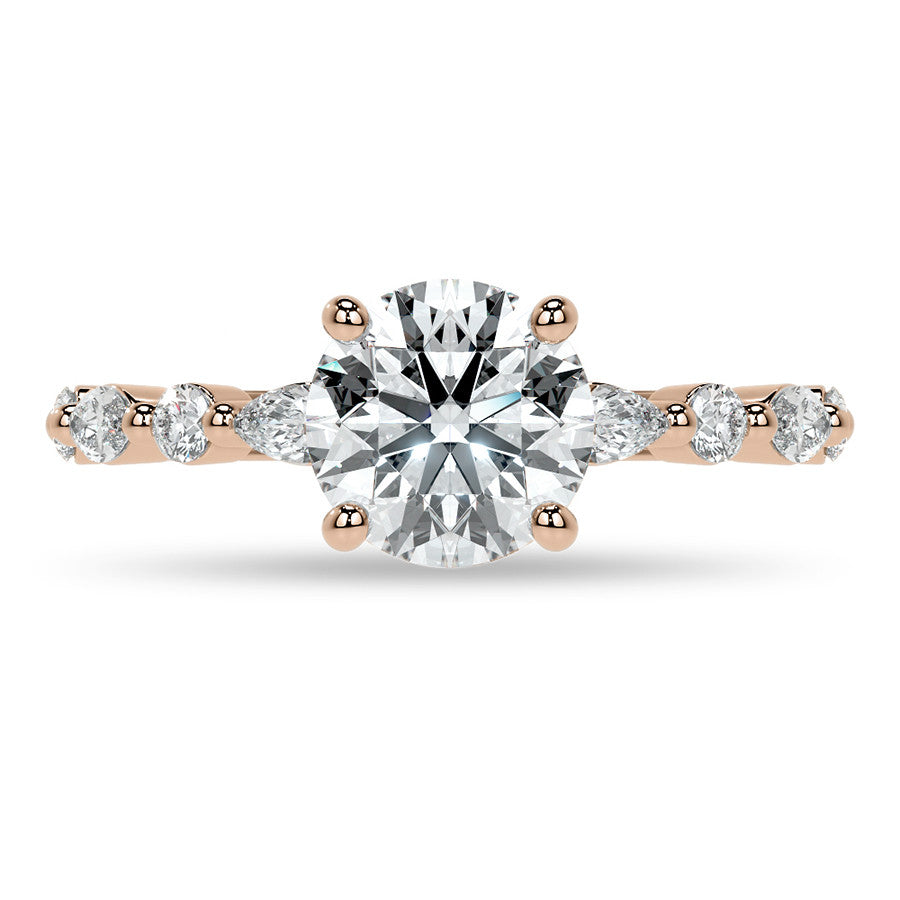 Round and Marquise Single Shared Prong Moissanite Engagement Ring