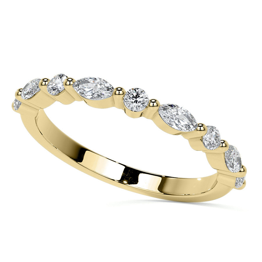 Round and Marquise Single Shared Prong Moissanite Engagement Ring