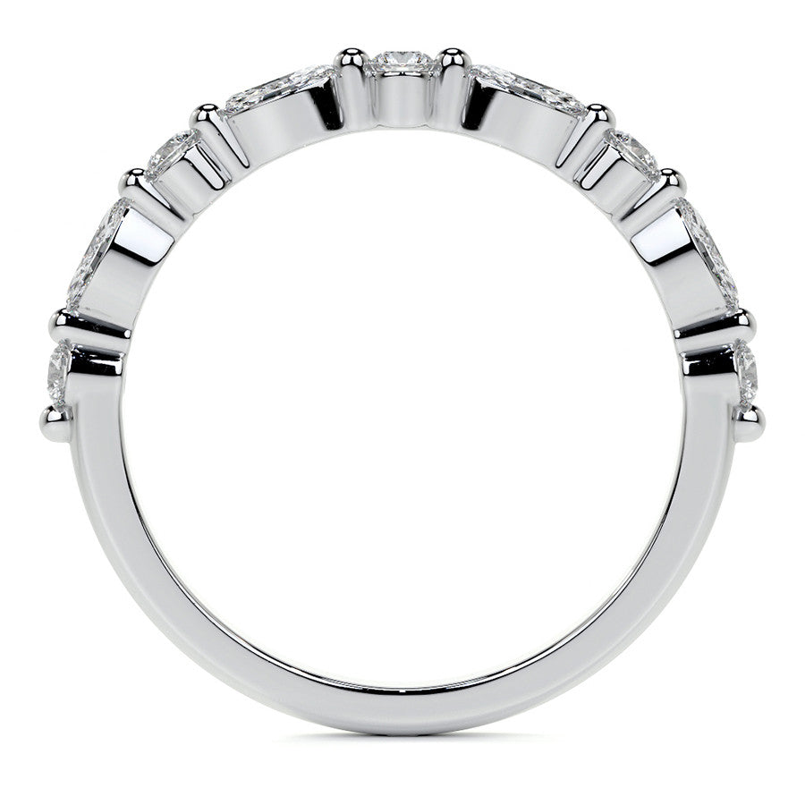 Round and Marquise Single Shared Prong Moissanite Engagement Ring