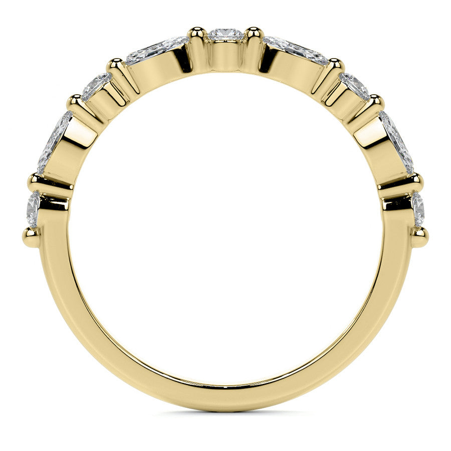 Round and Marquise Single Shared Prong Moissanite Engagement Ring