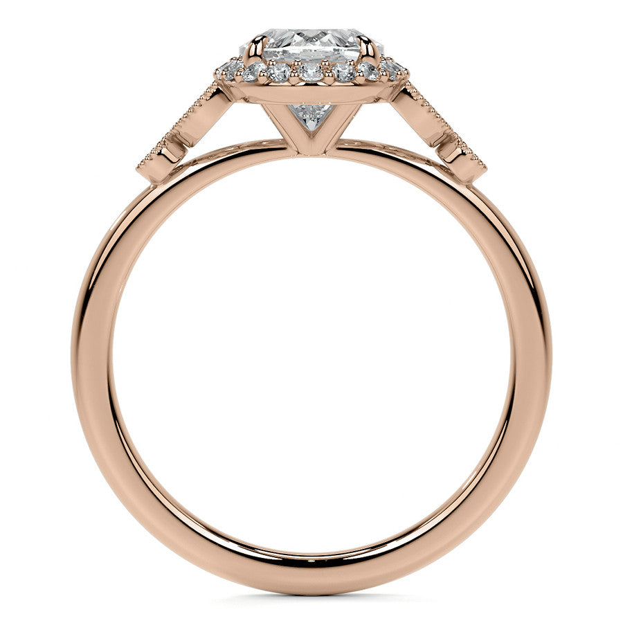 Petite Oval and Marquise Moissanite Halo Engagement Ring