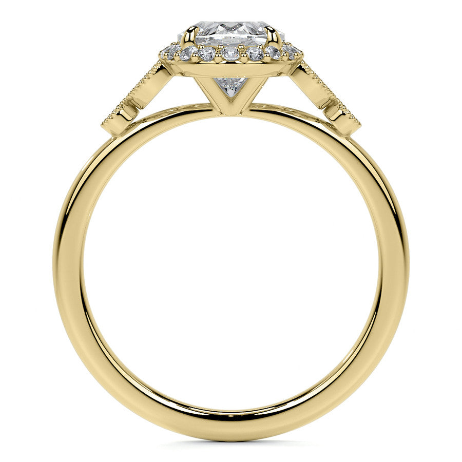Petite Oval and Marquise Moissanite Halo Engagement Ring