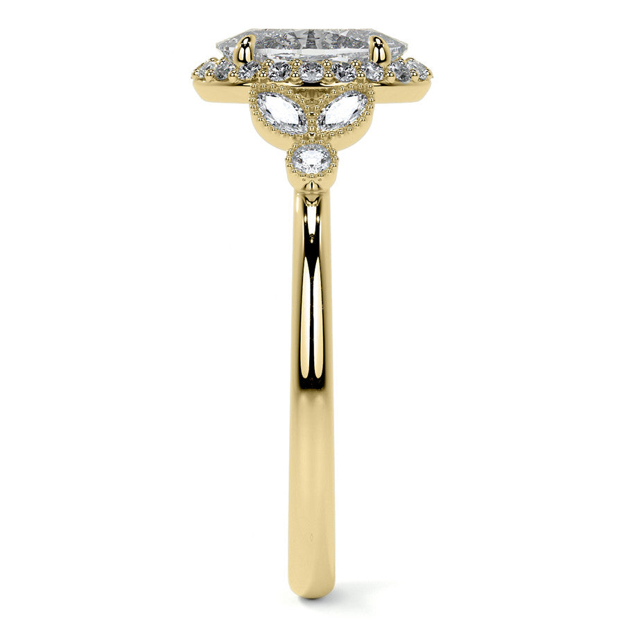 Petite Oval and Marquise Moissanite Halo Engagement Ring