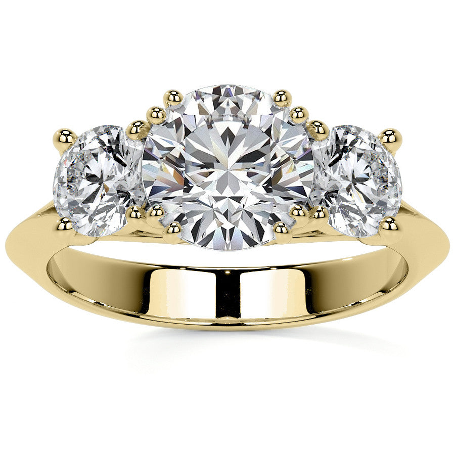 Round Double Prong Three-Stone Moissanite Engagement Ring