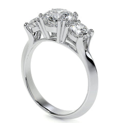 Round Double Prong Three-Stone Moissanite Engagement Ring