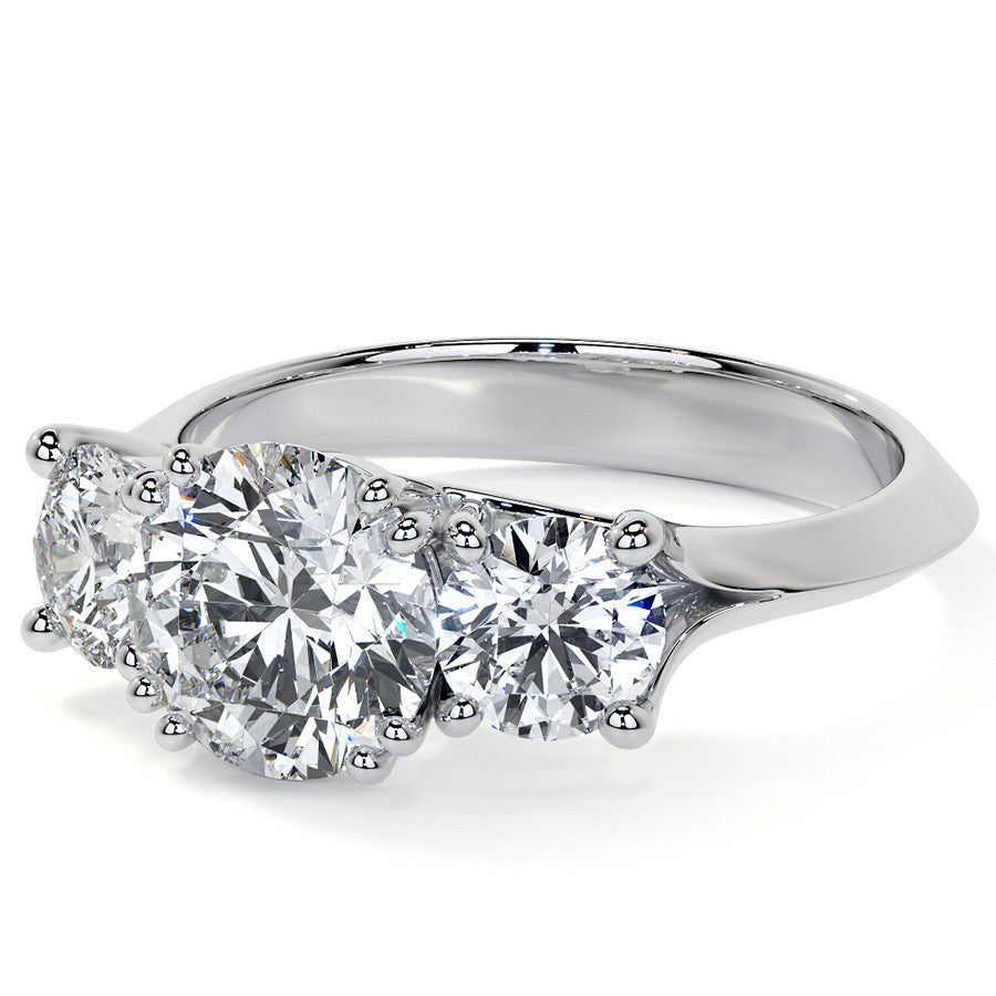 Round Double Prong Three-Stone Moissanite Engagement Ring