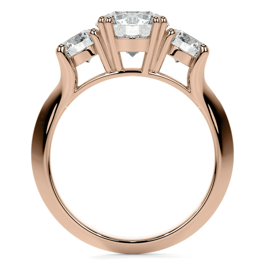 Round Double Prong Three-Stone Moissanite Engagement Ring